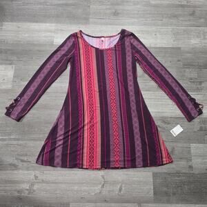 Mudd Pink & Purple Boho Striped Long Sleeve Tunic Style Dress